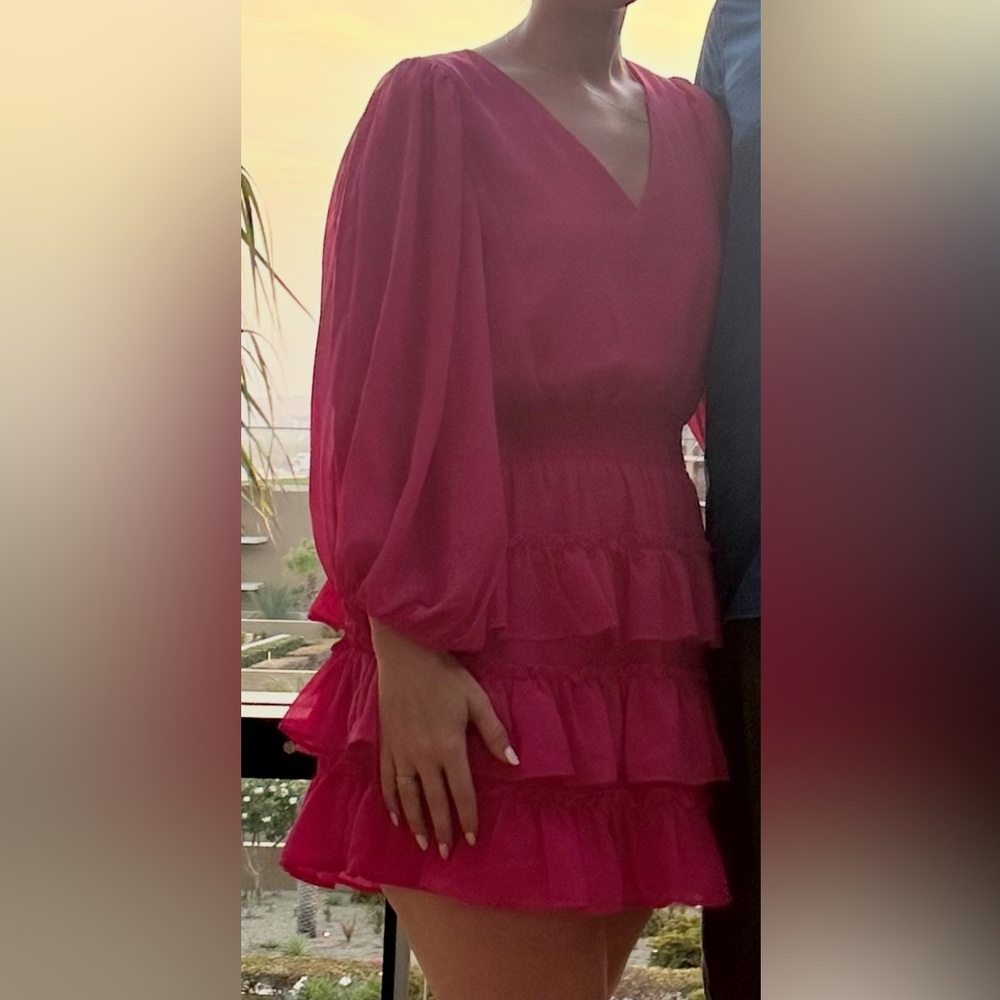 Vince Camuto Pink Ruffled Casual Dress